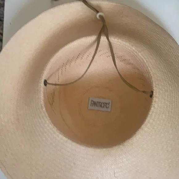 PANTROPIC BEIGE PANAMA SUMMER STRAW SUN HAT NEW WIDE BRIM SOUTHWEST FEDORA